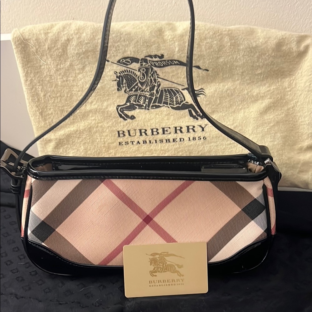 Burberry Pink and Black Shoulder Bag with Nova Check